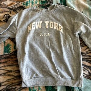 SHEIN Gray New York USA Crewneck Sweater